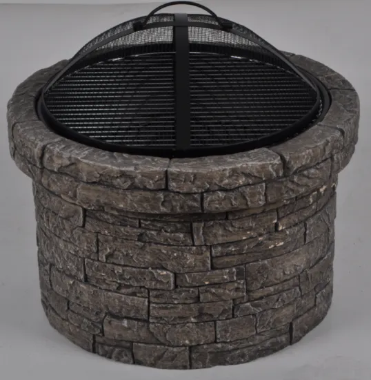 MGO Concrete round Fire Pit for Charcoal and Wood Burning for BBQ Grills