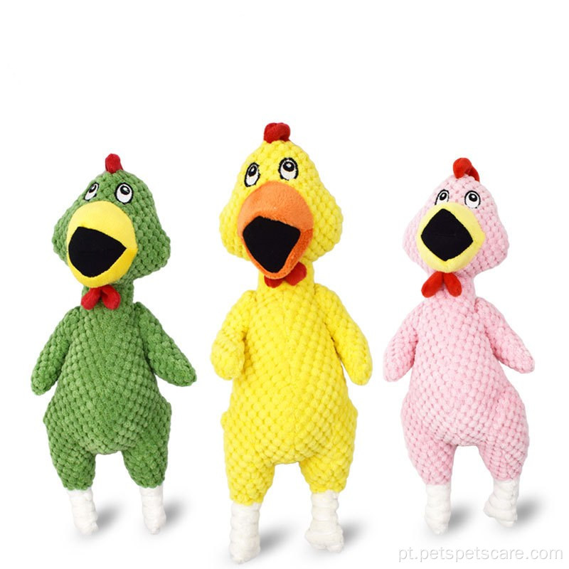 Colorido Screaming Chicken Dog Plush Toy com som