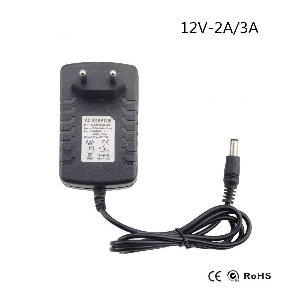 light Switch Power Supply Charger Transformer Adapter AC 110V 220V to DC 12V 2A 3A RGB LED Strip EU US Plug 2.5*5.5mm jack