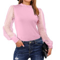 Mesh Panelled Top Womens Mock Neck Tops Supplier