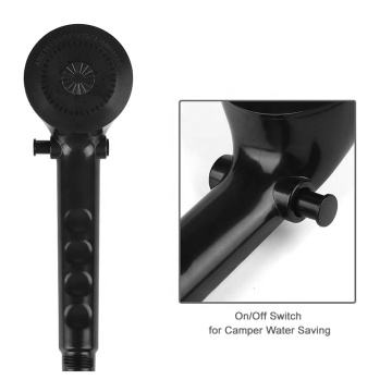 Black ABS High Pressure Handheld Shower Head with On/Off Switch for RV Camper - Water Saving