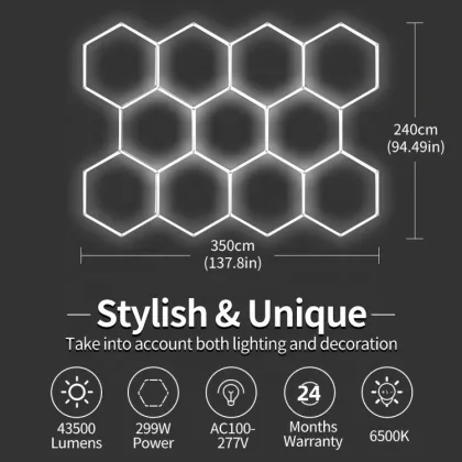 Hexagonal Honeycomb LED Garage Ceiling Lights