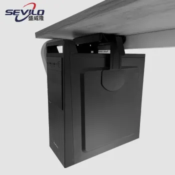 Cold Rolled Steel Black CPU Holder Under Desk Mount Adjustable Sliding Track Computer Tower Holder