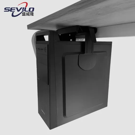 Cold Rolled Steel Black CPU Holder Under Desk Mount Adjustable Sliding Track Computer Tower Holder