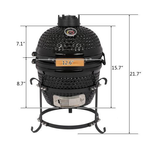 GFTOP เซรามิคบาร์บีคิว Charcoal Kamado Grill พร้อมเทอร์โมมิเตอร์