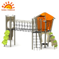 Peralatan Outdoor Playhouse Dengan Menara Untuk Anak-Anak