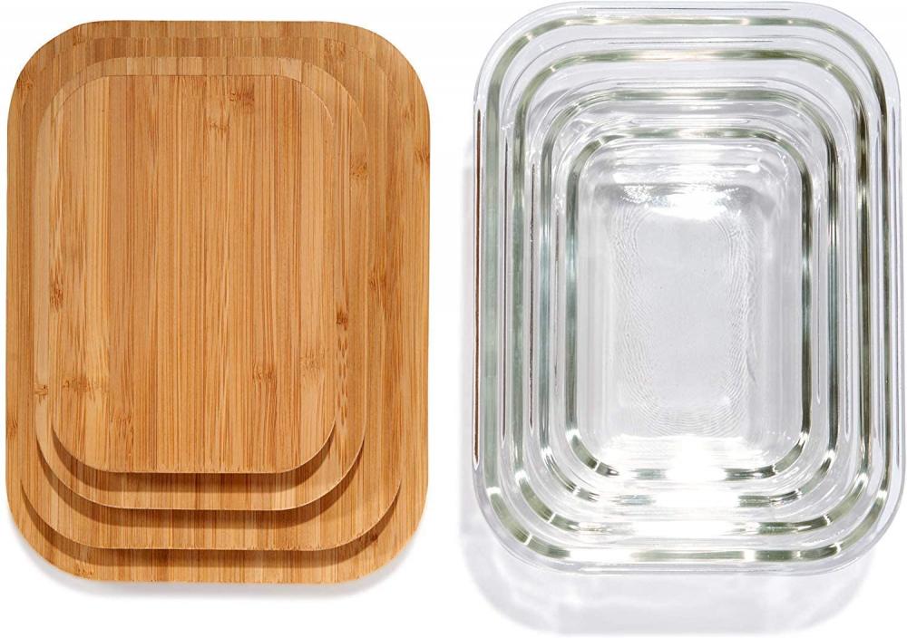 Glass Food Storage Containers with bamboo Lids