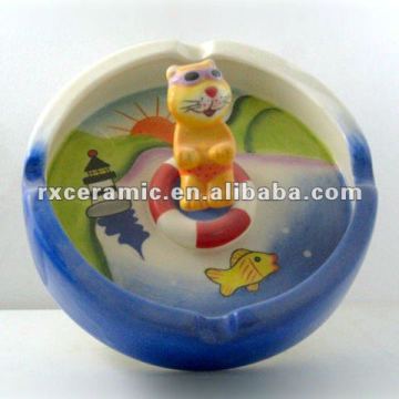 hand painting animal ceramic funny ashtray-cat