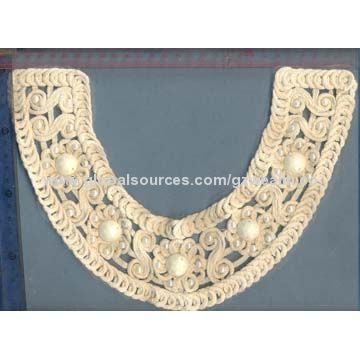 Fashionable beaded cotton collar with pearl, round shape, wholesale