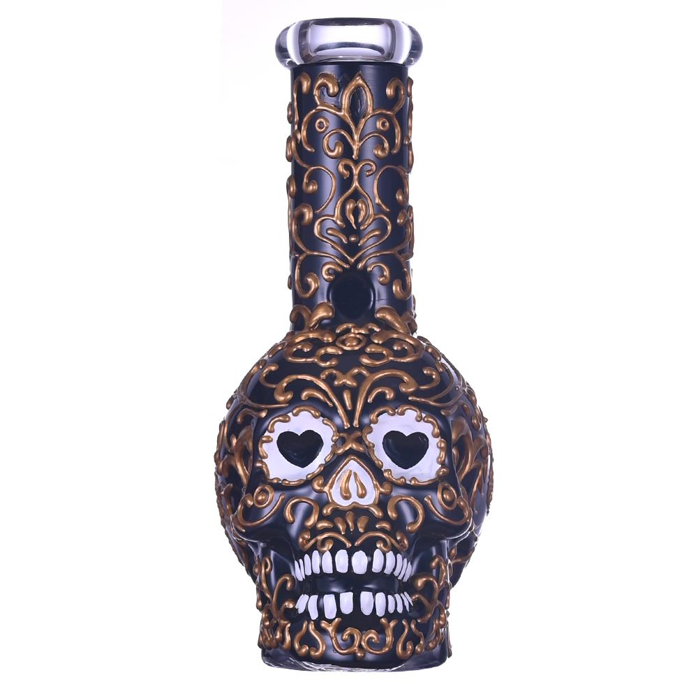 Bong de bécher en verre squelette humain dessiné à la main, Bong Halloween mignon, pipe d'eau en verre borosilicate, narguilé en verre, artisanat fait à la main