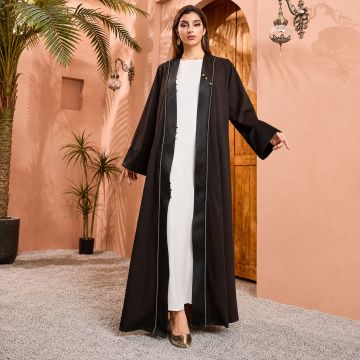 مشکی ساتن آستین گشاد جلو Abaya