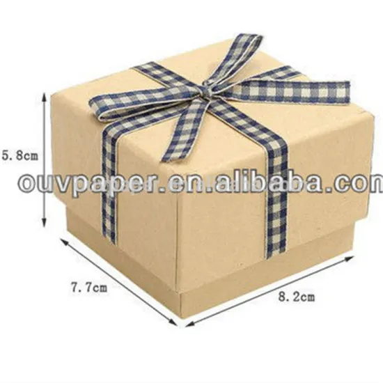 Kraft paper gift packaging box with ribbon