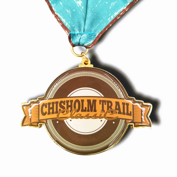 Custom round shape blue enamel silver award medal