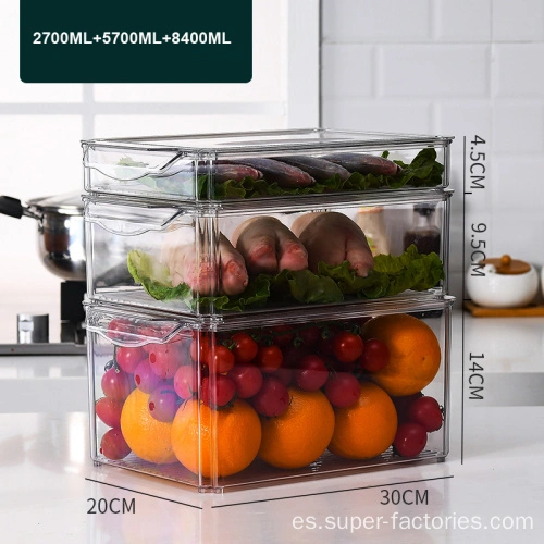 Contenedores organizadores para refrigerador, caja de conservación sellada  para frutas y verduras de calidad alimentaria, contenedores