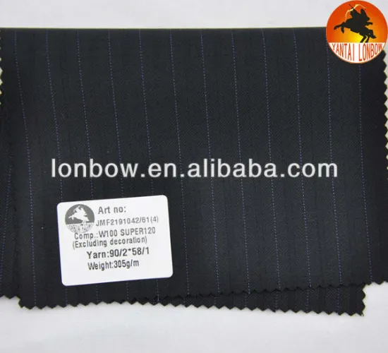 Super120's stripe wool fabric for men's suits and jackets