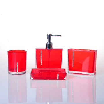 bathroom set with rhinestone double thickness PS plastic bathroom ware