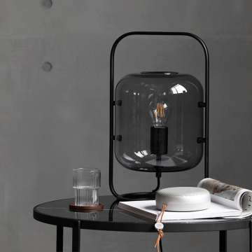 Lampe de table LEDER en verre gris