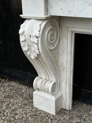 Napoleon III Style White Marble Fireplace Mantel