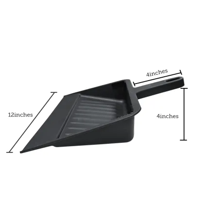 Affordable Heavy Duty Black 12" Plastic Hand Dustpans for Industrial & Commercial Use