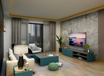 Blue Melamine wooden Furniture Living Room