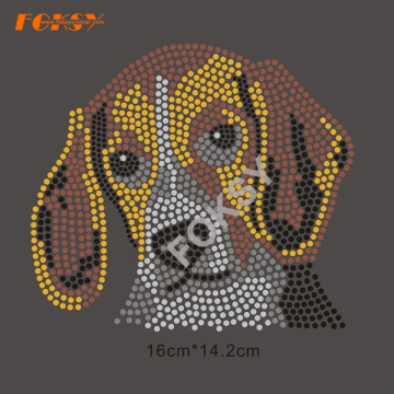 Cute Dog Heat Rhinestone Transfers Design For Garment