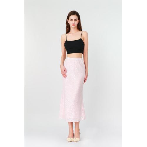 Fashionable Pink Wrap Skirt Ladies Sparkling Knee-length Skirt Manufactory