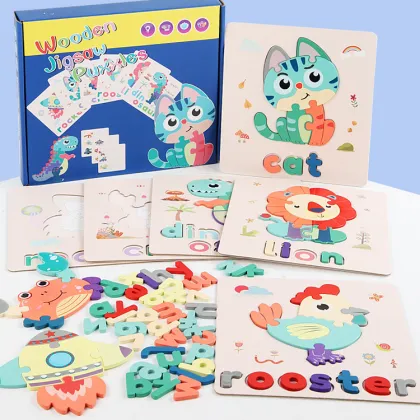 Wooden Alphabet Jigsaw Puzzle: Learning Letters through Spellable Animals