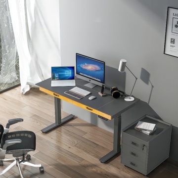 Black PU leather standing desk with drawer