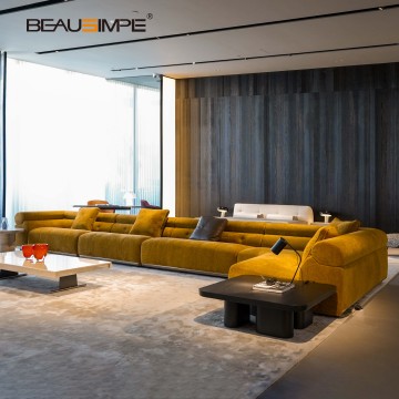 Italian-Style Coupe Modular Leather Sofa in Minimalist