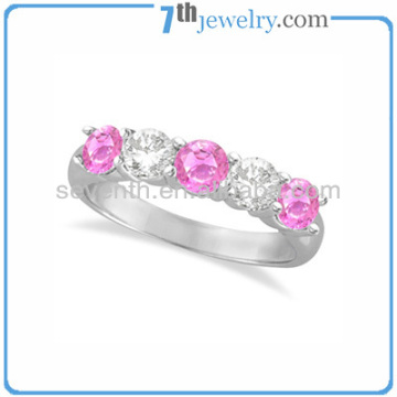 Fashion Wholesale Wedding Ring with Rhodium Plated Red and White CZ Diamond