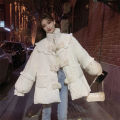 Women's winter loose white cotton-padded coat