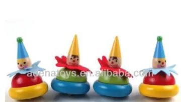 Wooden kids educational DIY promotional gift Toys Wooden Pull Spinning Top