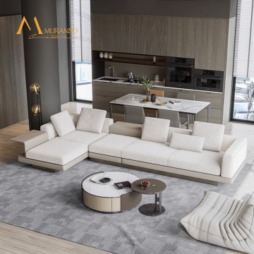 Modern Luxury White Italian Light Sofa Set for Living Room