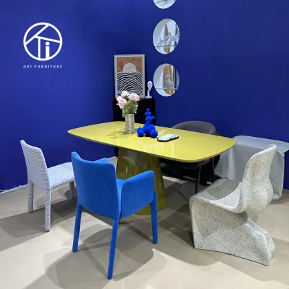 Z-Shaped Designer Fiberglass Plastic Dining Chair in Travertine Finish