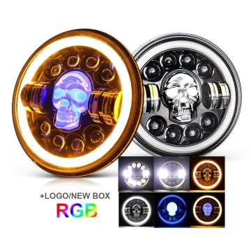 Super Bright Halo Ring LED Headlights 12V 4X4 Round RGB 7 Inch for Wrangler