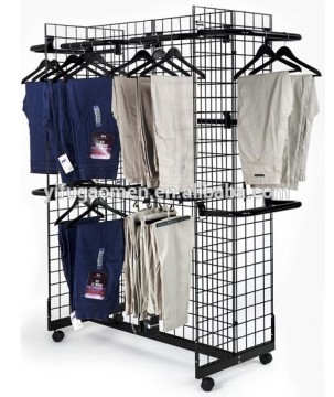 Gridwall Fixture w/ Wheels & (10) "C" Rails, Gondola Design - Black