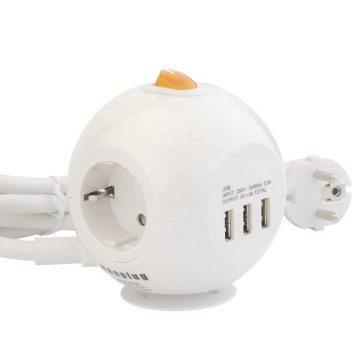 مقبس ألمانيا مقبس 3USB Extension Outlet Europe Desktop Strip