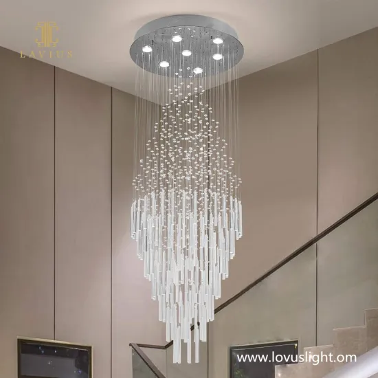 High-luxury project crystal stair chandelier Villa high-rise stair chandelier Hotel lobby creative custom chandelier