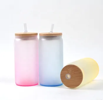12 oz & 16 oz Sublimation Tumblers: Clear Frosted Mugs & Glass Jars with Lids