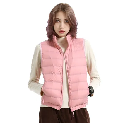 90% White Duck Velvet Spring/Autumn Sleeveless Vest with Short Stand-up Collar