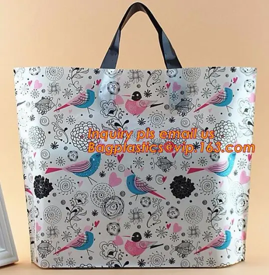 soft loop handle plastic bag with handles for clothes packaging, wholesale LDPE shopping soft loop handle plastic bag with one c