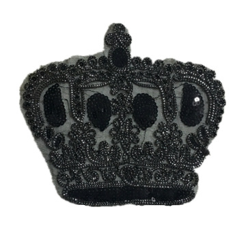 Rope embroidery black crown patches badges