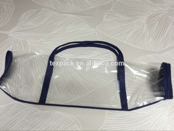 Alibaba packaging clear PE cylinder bag with dark blue non-woven handles