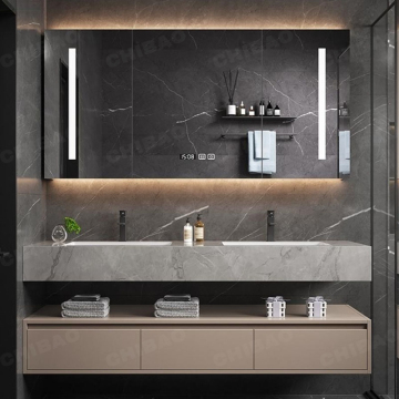 Modern Bathroom Floating Vanity with Double Sink and Smart Mirror - China Manufacturer