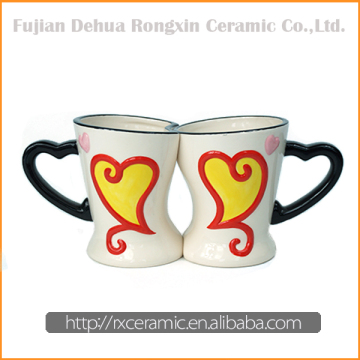 Love heart ceramic mug with sublimation printing heart handle