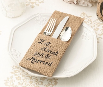 Burlap Cutlery Holder Natural Jute Pouch Silverware Bag