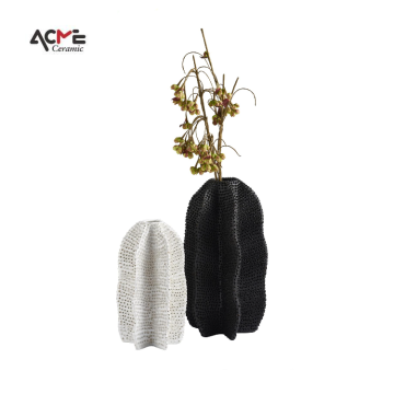 Handmade White Nordic Decorative Flower Vase: Rustic Wedding and Home Accent