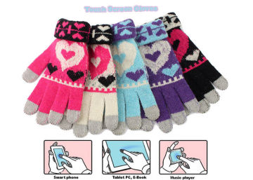Colorful Printed Logo Winter Touch Screen Gloves / Glove For Bank Atm, Tablet Pc And Iphone Ipad