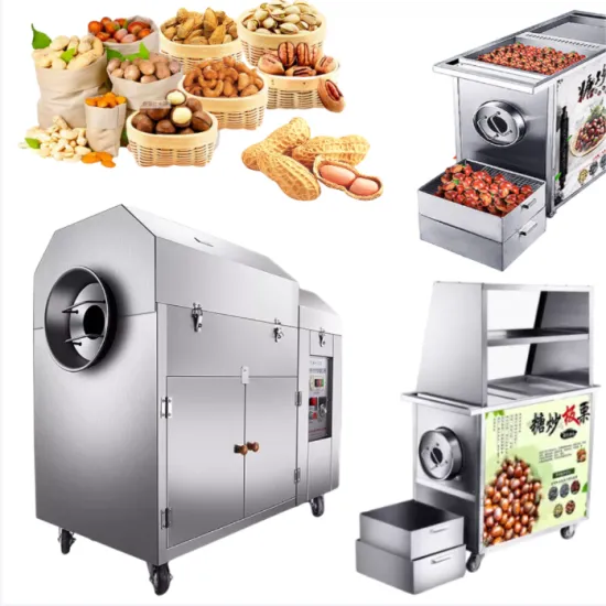 Automatic Electric Fry Gas Drum Roasted Chestnut Roaster Oven Pan Cart for 110v/220v