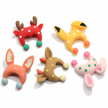 Kawaii Animal Ear Baby Hat Resina Craft Flatback Kawaii Cabochons para decoraciones de cajas de teléfonos